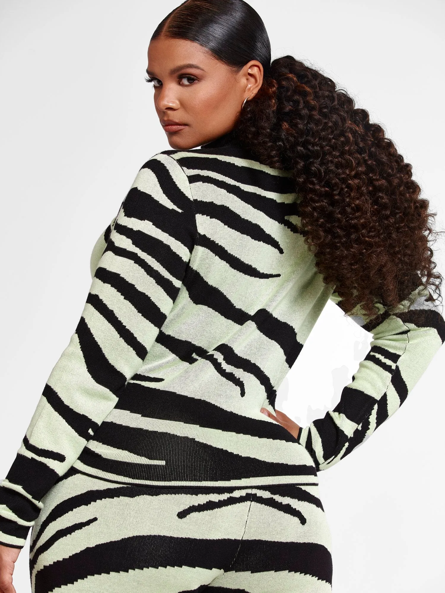 Tara Zebra Print Mockneck Top