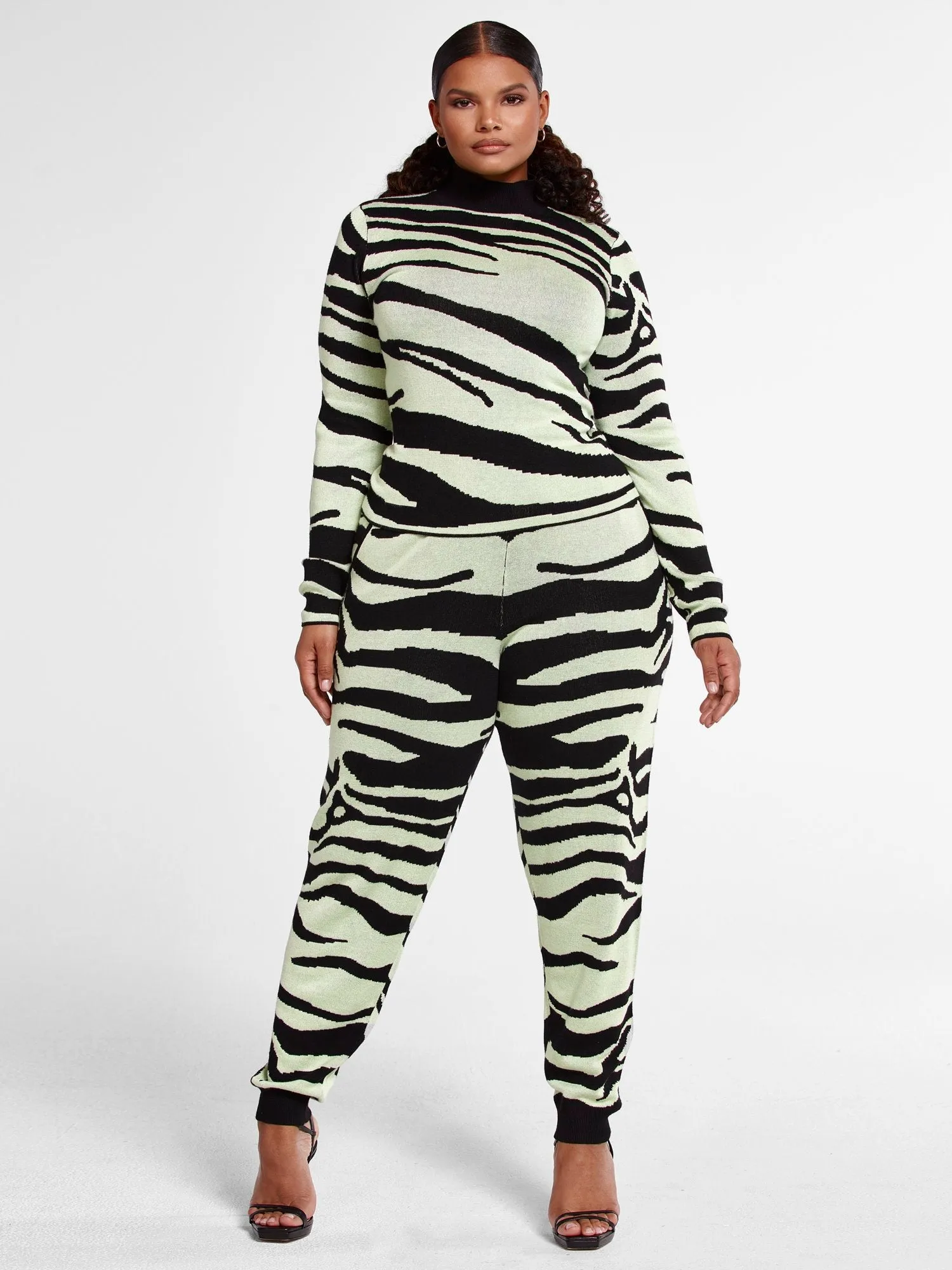 Tara Zebra Print Mockneck Top