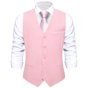 Ties2you Men's Formal Vest Baby Pink Solid Silk Vest Work Dress Suit
