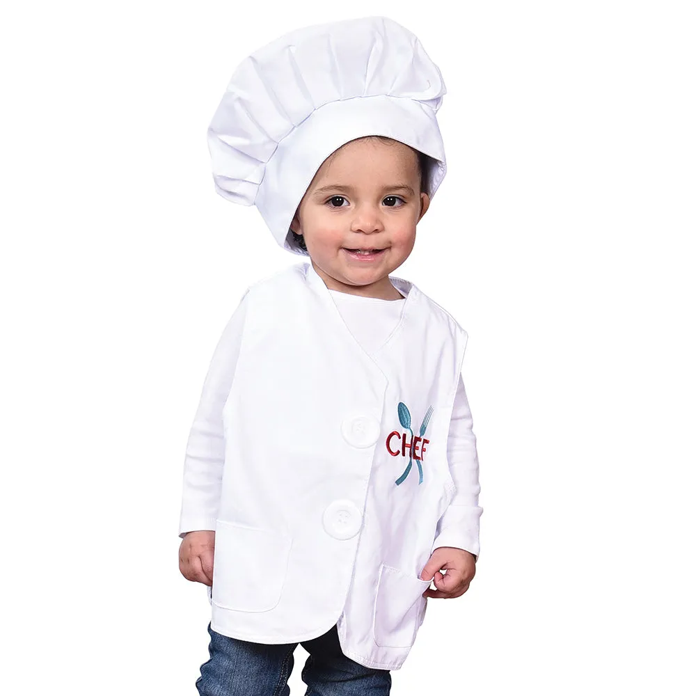 Toddler Chef Role-Play Vest & Hat | Easy Slip-On with Hook & Loop Closures