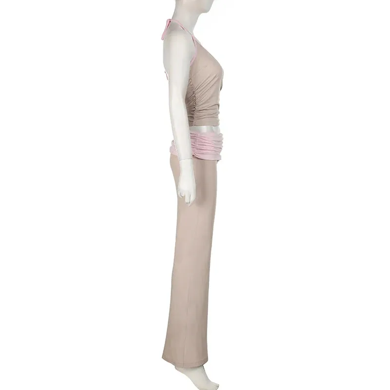 Trendy Surplice Top & Ruched Leggings Set for Casual Style