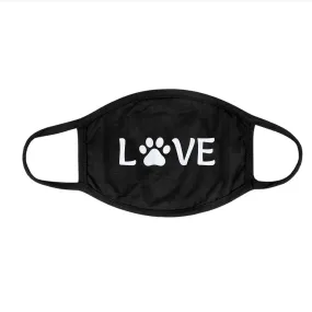Two Layer Cotton Glitter Love with Paw Print Face Mask