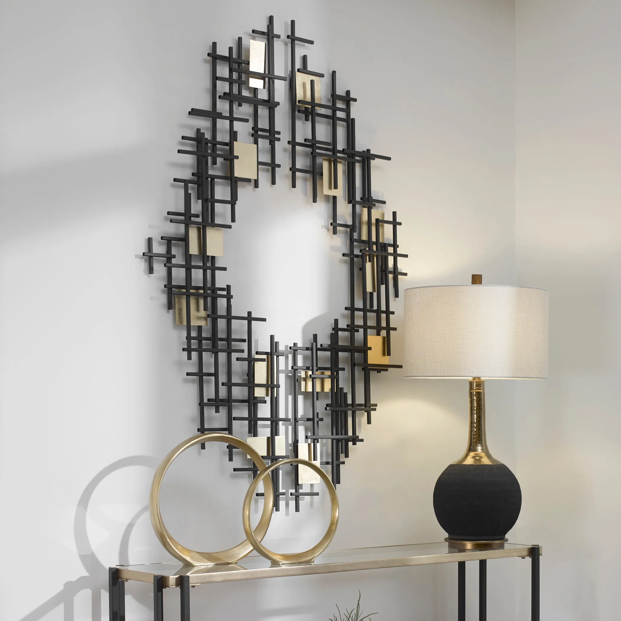 Uttermost Reflection Metal Grid Wall Decor, S/2