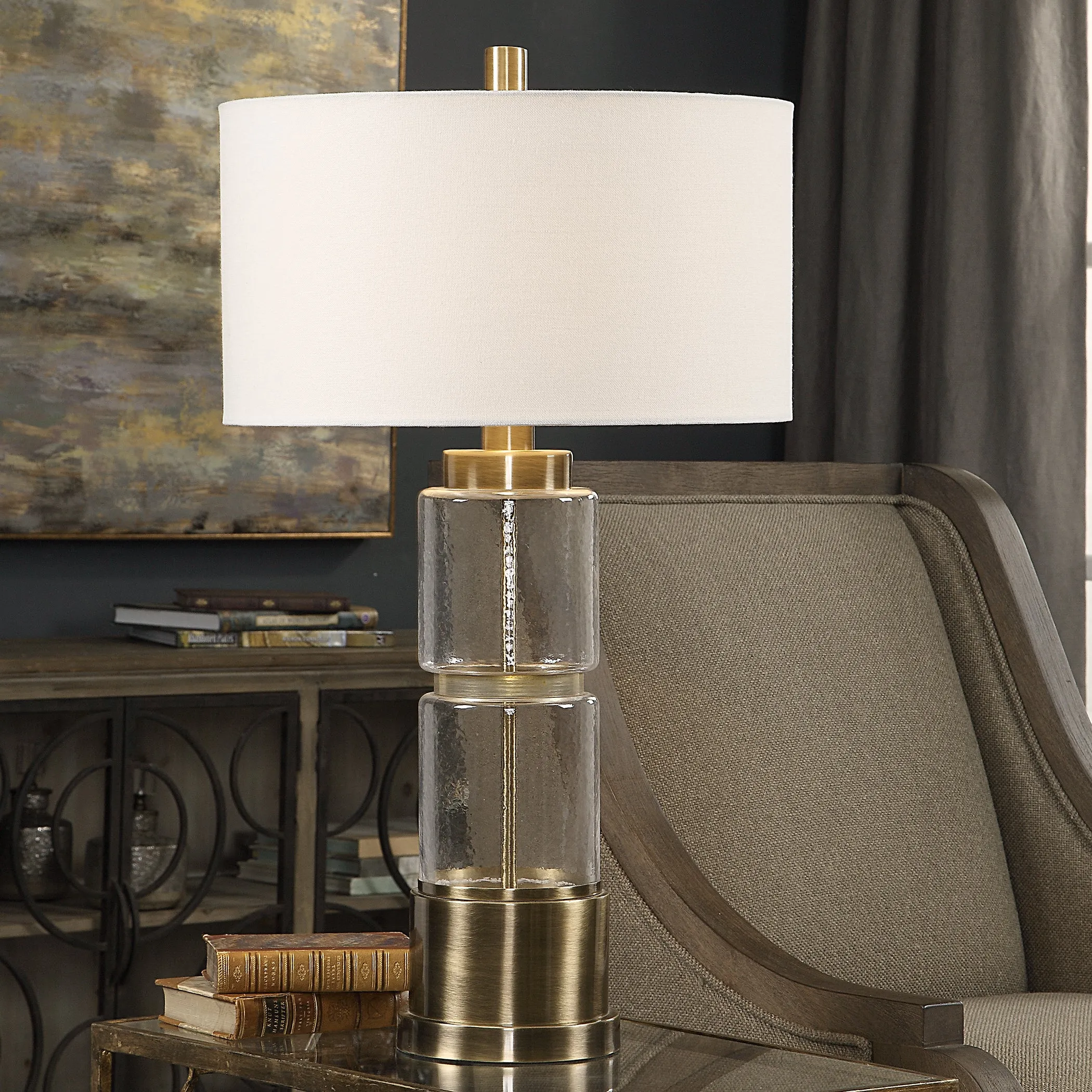Uttermost Vaiga Glass Column Lamp
