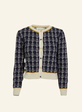 Vera Jacquard Cardigan - Navy Feather