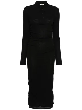 Verity Mesh Jersey Shirt Dress in Black