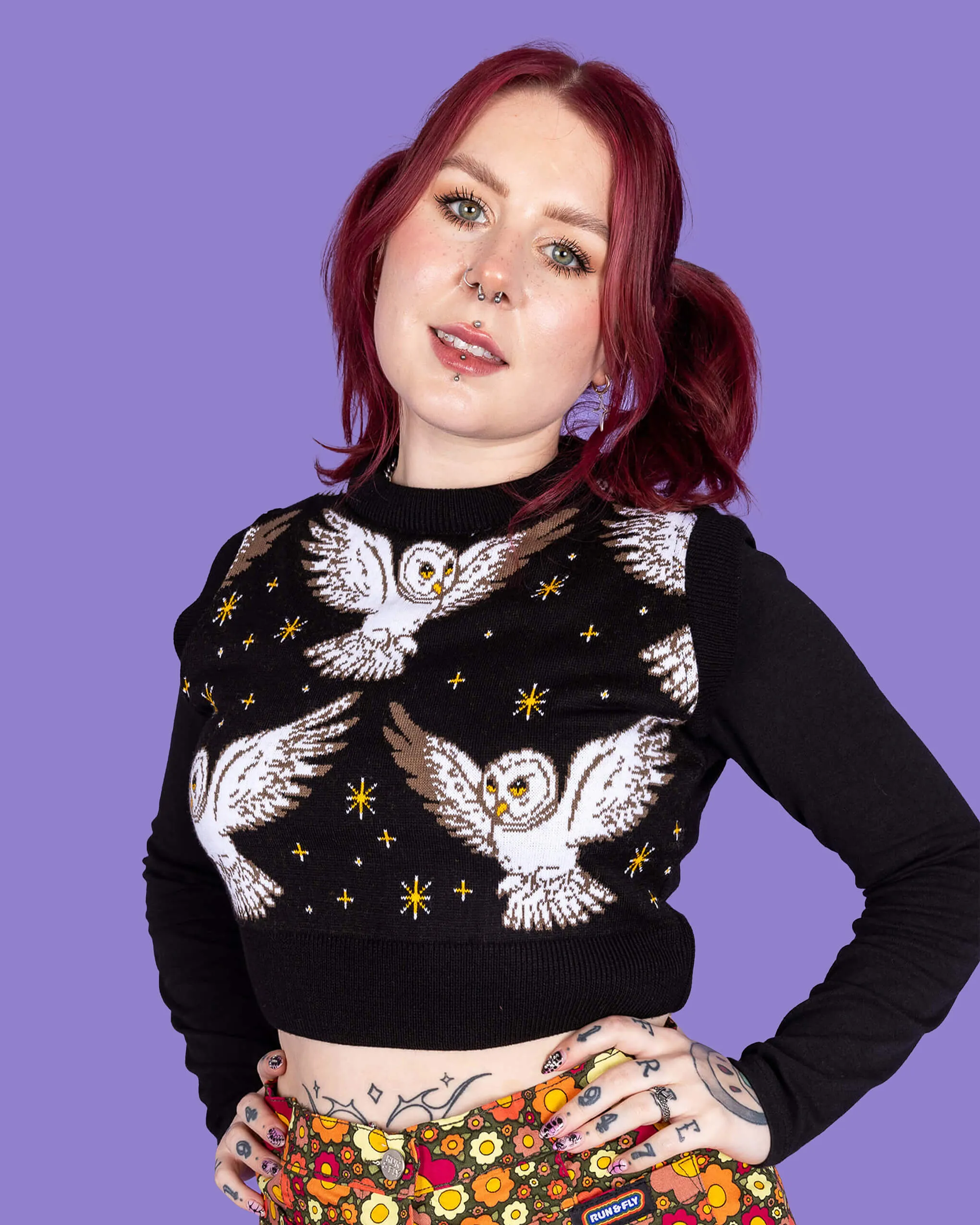 What A Hoot Owl Cropped Knitted Tank Top