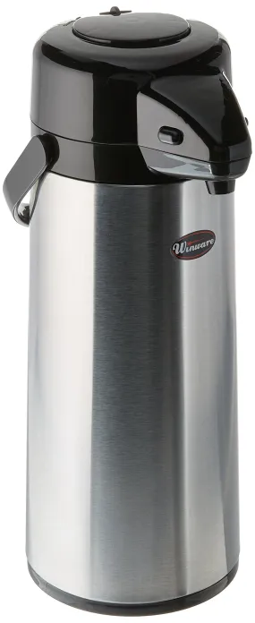 Winco 2.5 Liter Glass Lined Airpot, Push Button