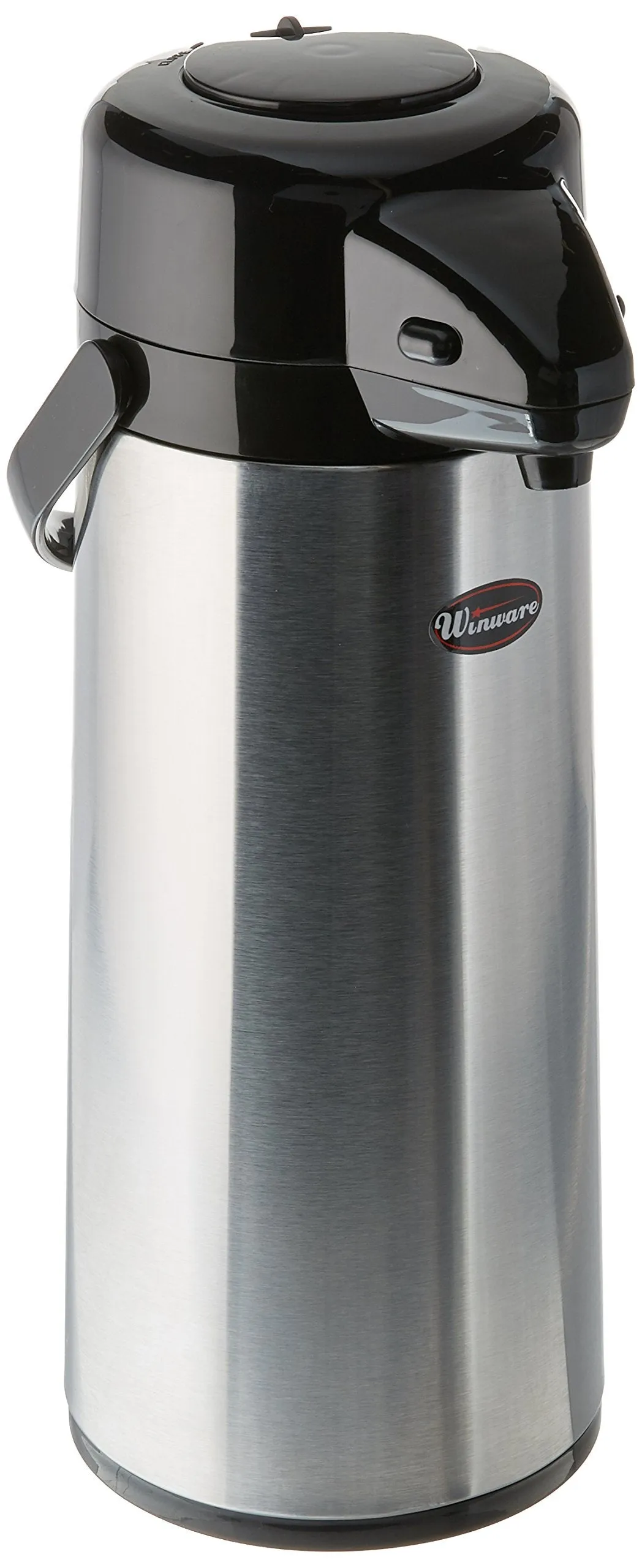 Winco 2.5 Liter Glass Lined Airpot, Push Button