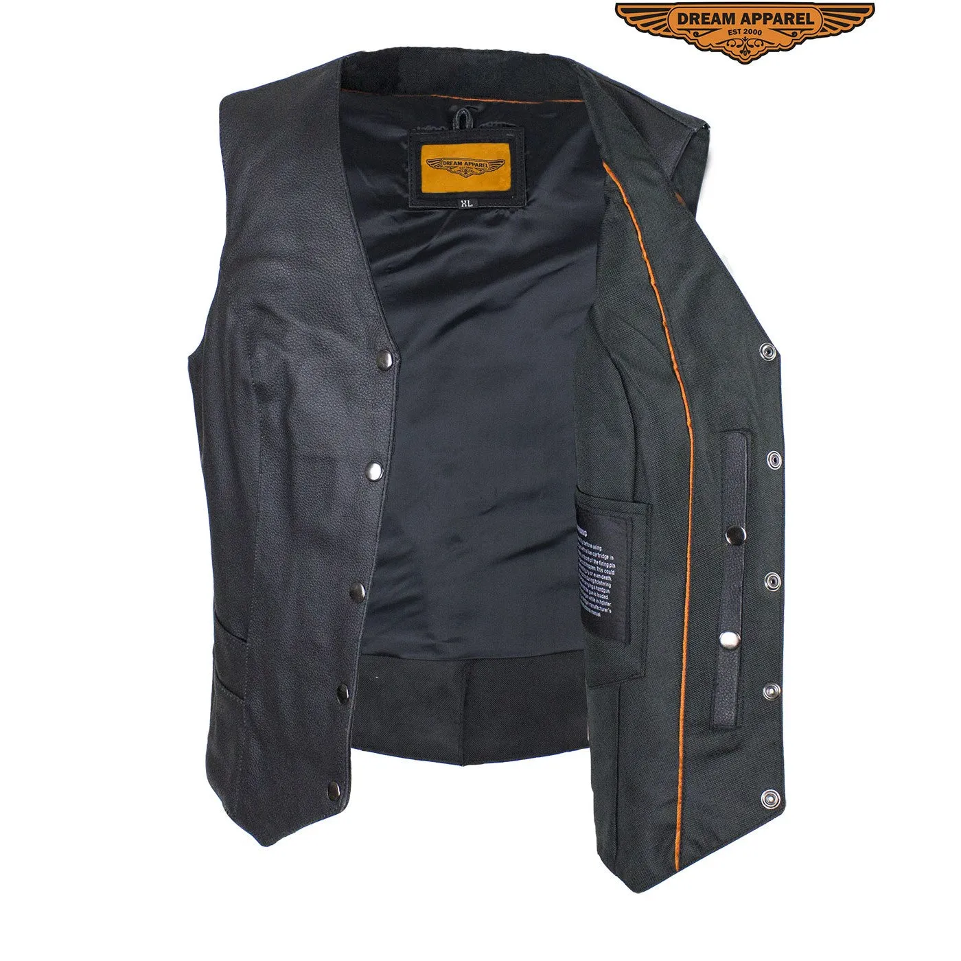 Women's Concealed Gun Pocket Vest W/ Side Laces – Black