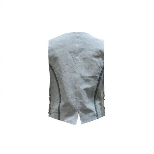 Women's Leather Biker Vest With Laces On The Side, LV221-15-DL