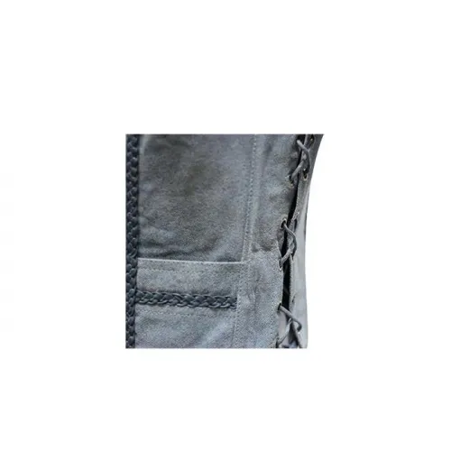 Women's Leather Biker Vest With Laces On The Side, LV221-15-DL