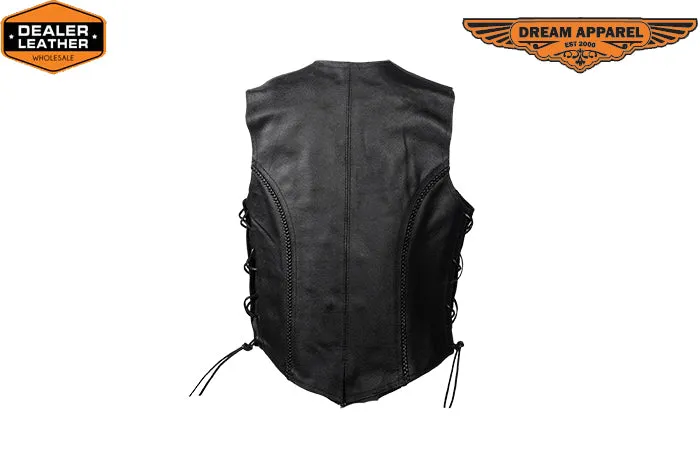 Womens Multi Pockets Leather Vest