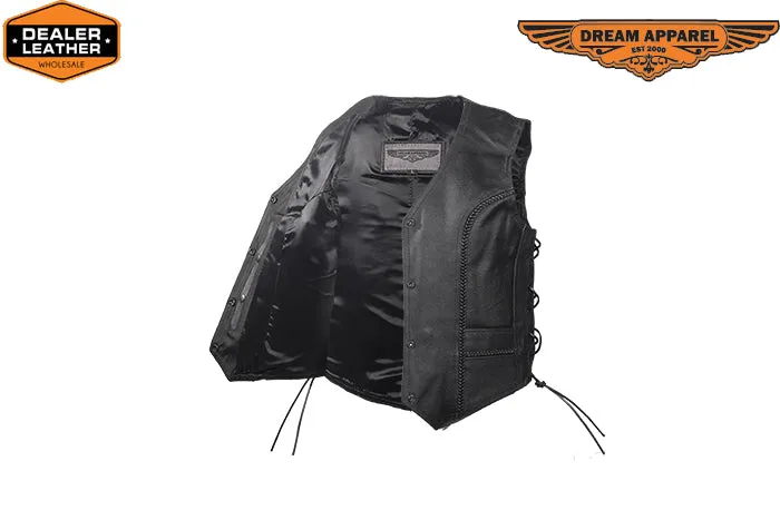 Womens Multi Pockets Leather Vest