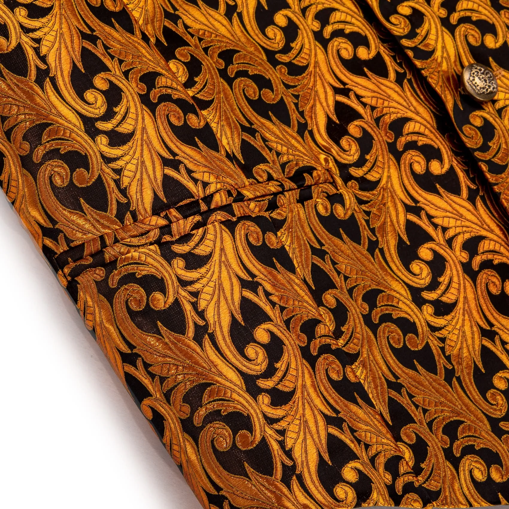 YourTies Orange Top Black Men Rust Orange Jacquard Floral V-Neck Vest Tie Set